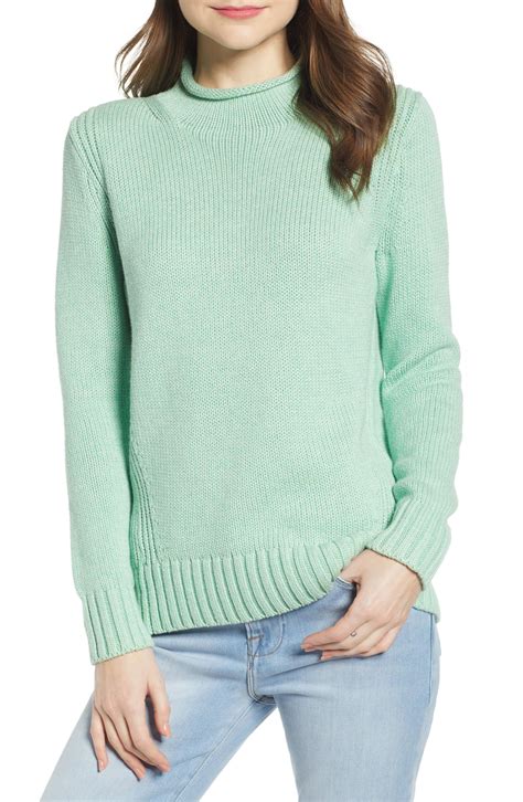 Lyst Jcrew 1988 Roll Neck Cotton Sweater In Blue