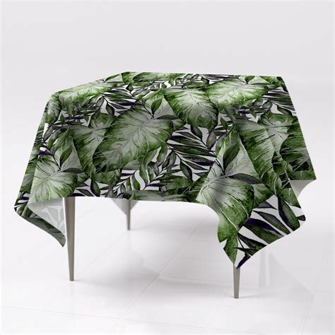 Ozdobny kolorowy obrus na stół Liść Monstera wzór Fabricsy 150x150 cm