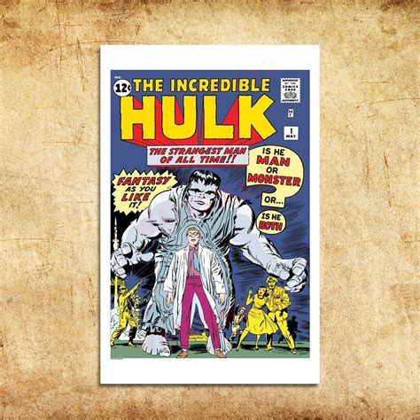 The Hulk Poster Incredible Hulk Comic Book First Issue Hulk Comic