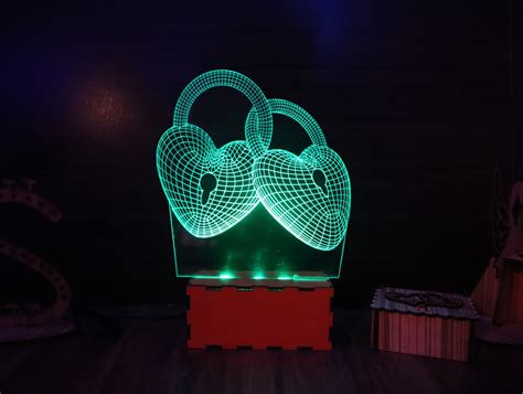 Laser Cut Heart 3d Illusion Lamp Acrylic 3mm Svg Dxf Cdr Ai Pdf Free Download