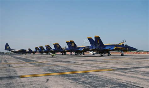 Blue Angels Aerobatic Team On A Tarmac Editorial Stock Image Image Of