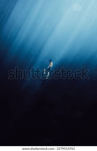 Full Body Unrecognizable Male Mask Flippers Stock Photo