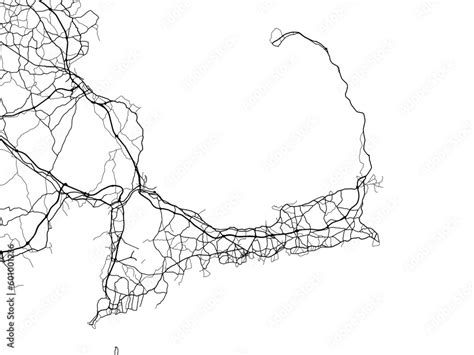 Vector Road Map Of The City Of Cape Cod Massachusetts In The United States Of America On A White