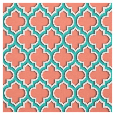 Coral Moroccan Quatrefoil Trellis Fabric Zazzle