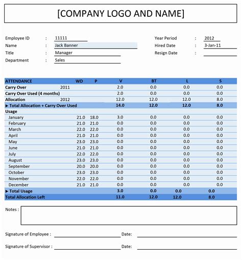 Time Off Accrual Spreadsheet — db-excel.com