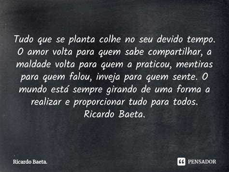 ⁠tudo Que Se Planta Colhe No Seu Ricardo Baeta Pensador