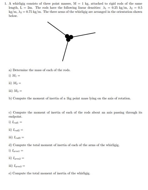 Solved 1 A Whirligig Consists Of Three Point Masses M 1 Chegg