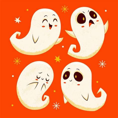 Colecci N Fantasmas De Halloween Dibujados A Mano Vector Gratis