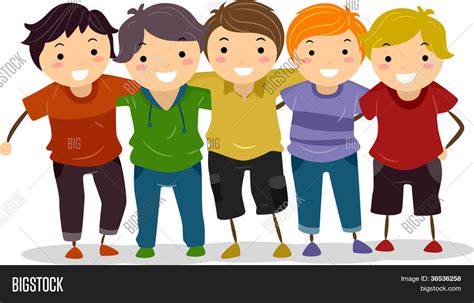 Illustration Group Boys Huddled Vector And Photo Bigstock