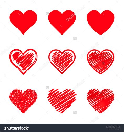 Corazones Vectoriales Estilo Y Forma Diferentes Vector De Stock