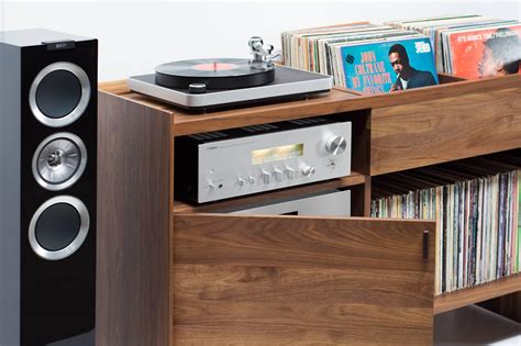 Unison Vinyl Record Storage Stand In Natural Walnut For Sale At