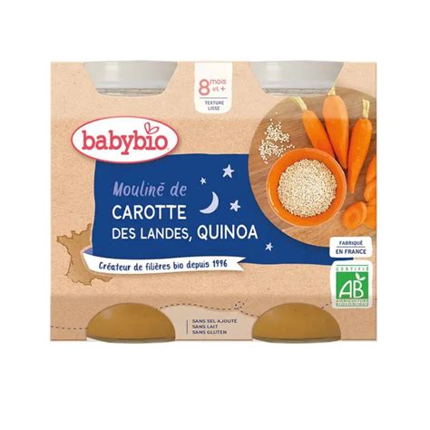 Babybio Pot Bonne Nuit Carotte Quinoa 2x200g