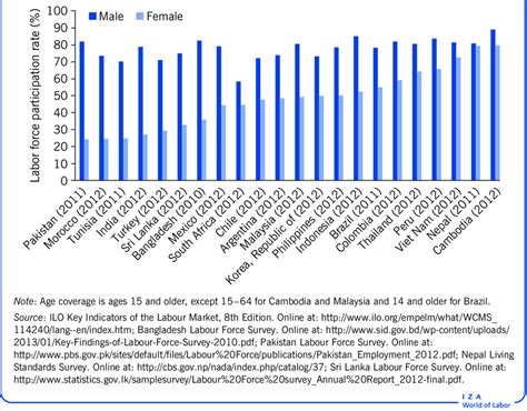 Gender disparities in labor force participation rates in selected ...