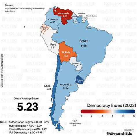 South American Nations by Democracy Index(2023) : r/MapPorn
