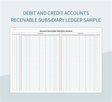 Debit And Credit Accounts Receivable Subsidiary Ledger Sample Excel