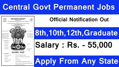 Without Fee Central Govt Jobs For Th Pass Th Th Any Graduate