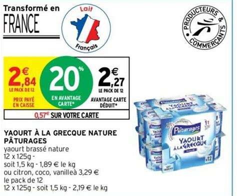 Promo Yaourt La Grecque Nature P Turages Chez Intermarch