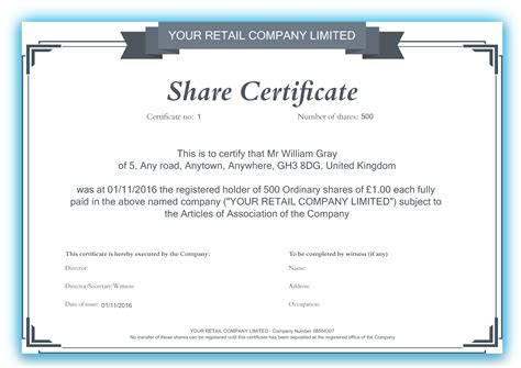 Corporate Share Certificate Template - Sarseh.com