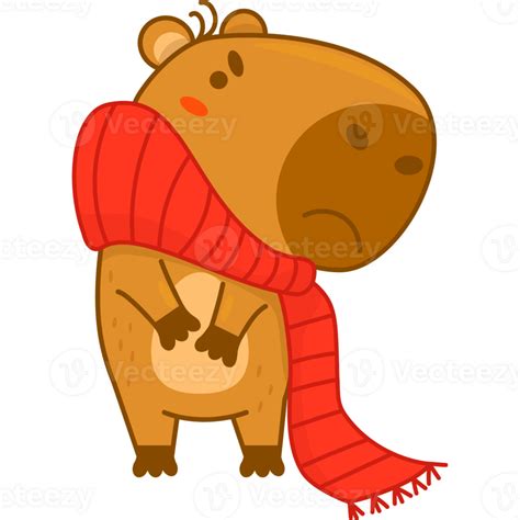 Sad unhappy winter capybara 29749829 PNG