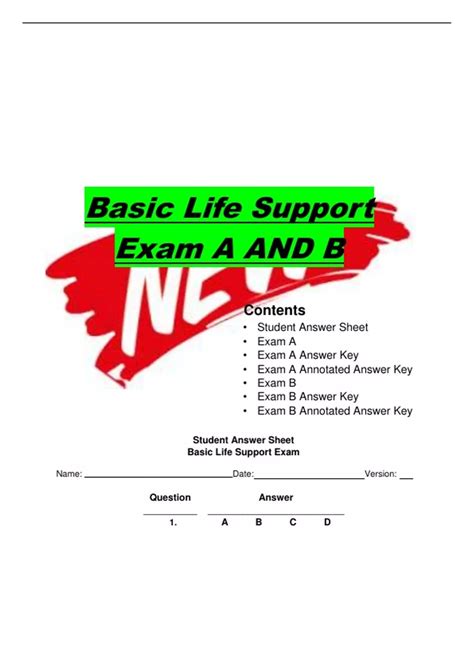 Basic Life Support Exam A And B American Heart Association Basic Life Support Exam Bls I