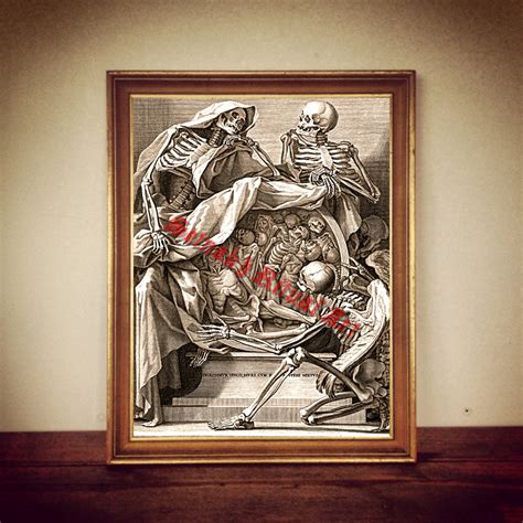 Death Print, Skeleton Illustration, Anatomical Poster, Medical Picture, Antique, Vintage Home ...