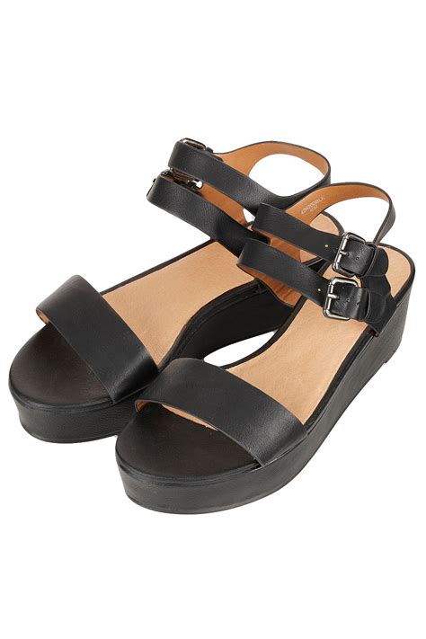 Lyst - Topshop Hanna Flatform Sandals in Black