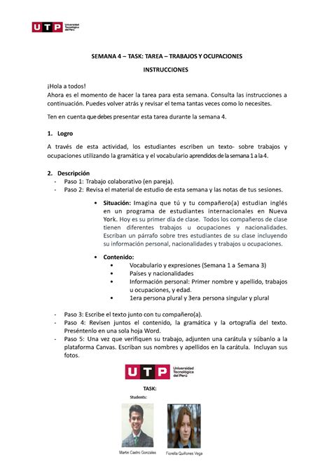 Semana Documento Task Agosto Semana Task Tarea