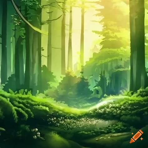 Anime forest background gree plants on Craiyon