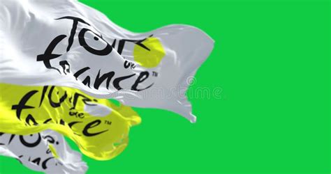 Tour De France Flags Waving Isolated On A Green Screen Stock Footage