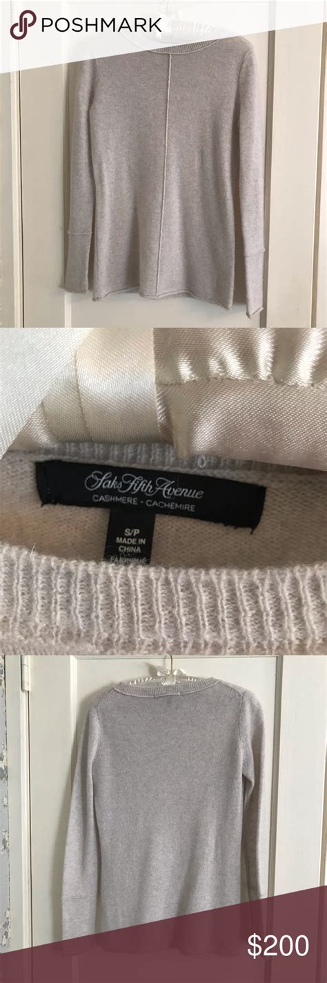 Saks Fifth Ave Grey Cashmere Sweater Amazing Piece In Excellent