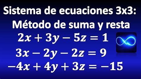 Sistema de ecuaciones 3x3 Método de ELIMINACIÓN YouTube