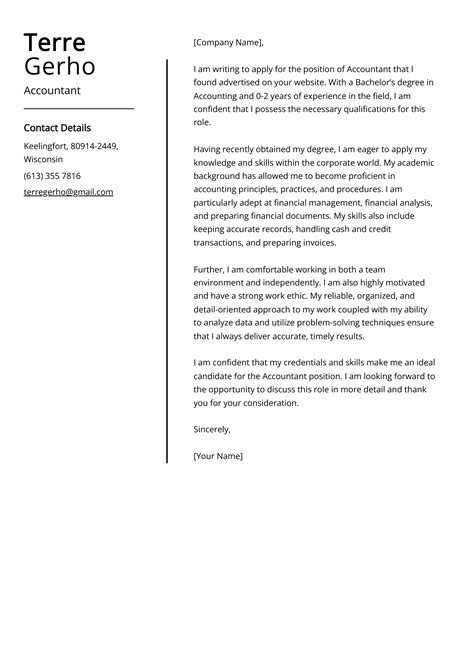 Accountant Cover Letter Example For Skills Templates