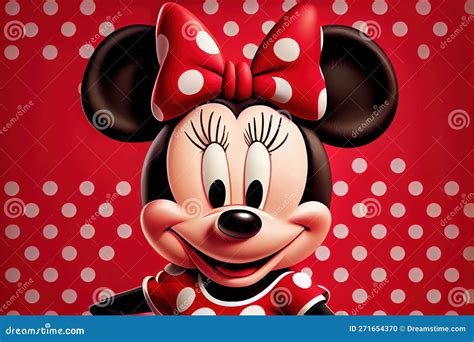 Minnie Mouse Red Background Made With Generative Ai Stock