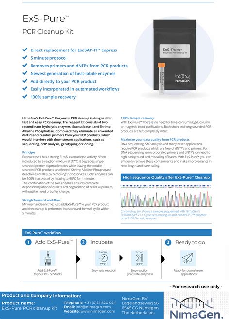 ExS Pure Enzymatic PCR Purification Kit 100 Rxn Innovators In DNA