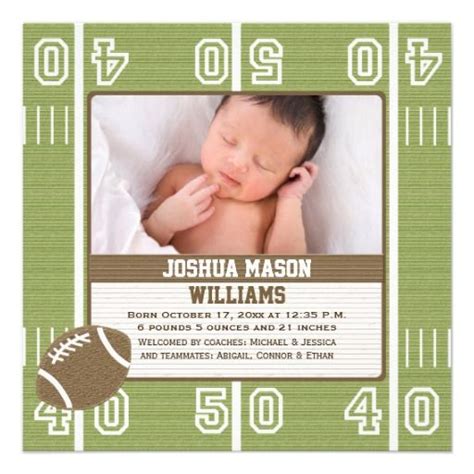 Football Photo Birth Announcement Cards Zazzle Birth Announcement