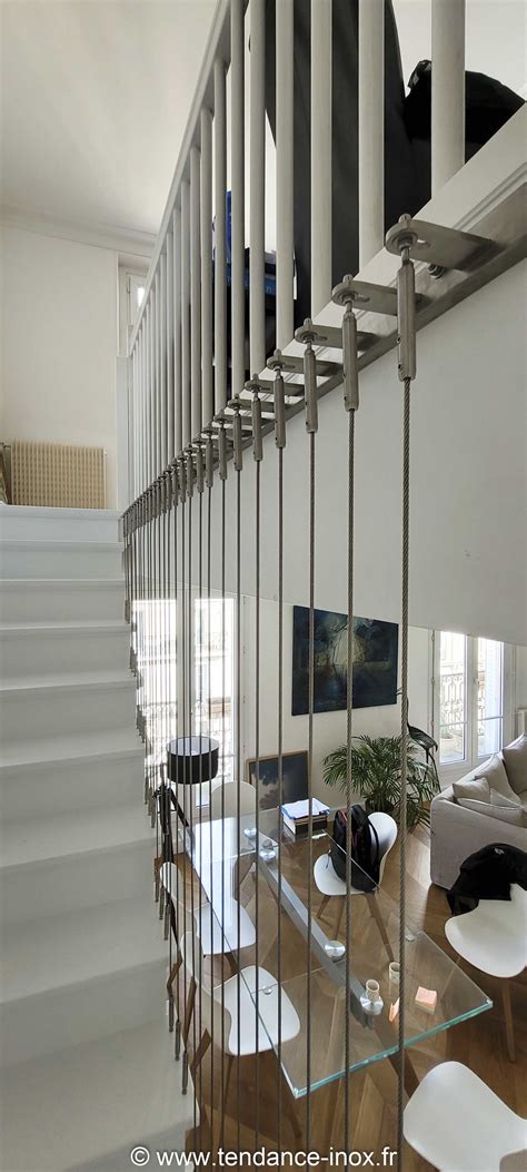 Garde corps escalier câble vertical Tendance Inox