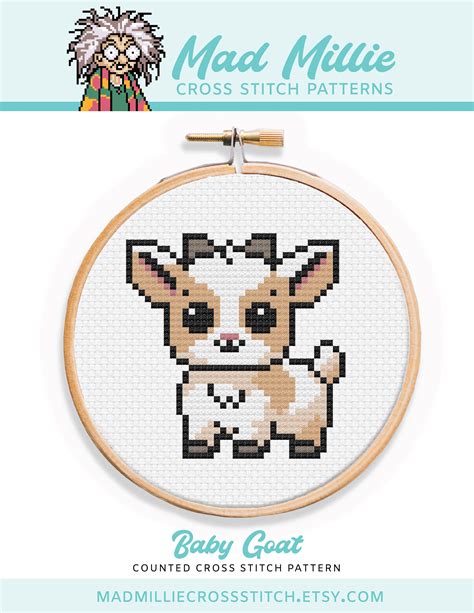 Baby Goat Cross Stitch Pattern Farm Animal Cross Stitch Pattern Cute