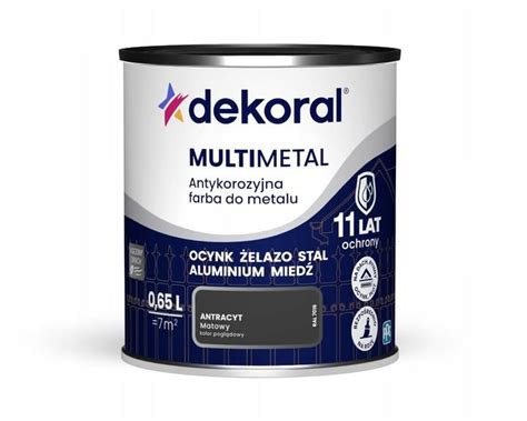 DEKORAL MULTIMETAL FARBA ANTYKOROZYJNA RAL 7016 ANTRACYT 0 65L