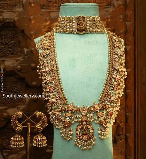 Antique Gold Lakshmi Choker And Guttapusalu Haram Indian Jewellery