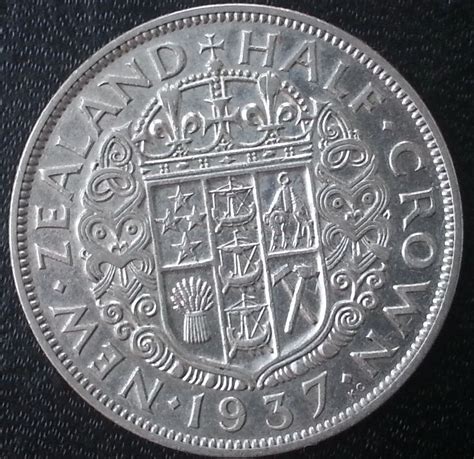 Silver New Zealand Half Crown King George Vi St Year Magnificent