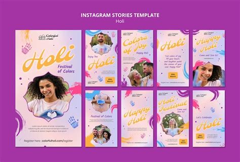 Historias De Instagram De Celebraci N Del Festival Holi Archivo Psd