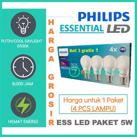 Philips Lampu LED Multipack 5 6 7 8 9 10 11 12 W Watt Putih Essential