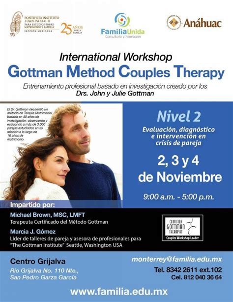 Level 2 Clinical Training In Gottman Method Couples Therapy In Monterrey