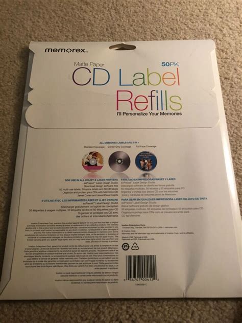 Memorex 50 PK Matte CD DVD Label Refills New EBay