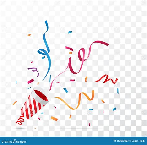 Exploding Party Popper On Transparent Background Cartoon Vector