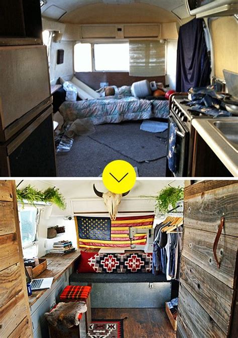 Before After An Airstream Trailer Gets A Rustic Overhaul Interior