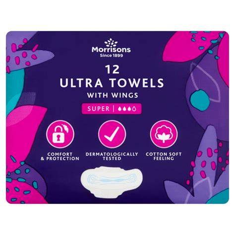 Morrisons Super Ultra Towels With Wings 12 Per Pack Britannia Lk