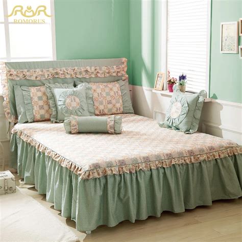 Romorus New Beautiful Princess Floral Bed Skirt 100 Cotton Twin Full