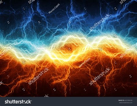 Fire Ice Abstract Lightning Background Clash Stock Illustration