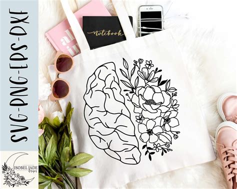 Wildflower Brain Svg Design Mental Health Matters Svg File Etsy